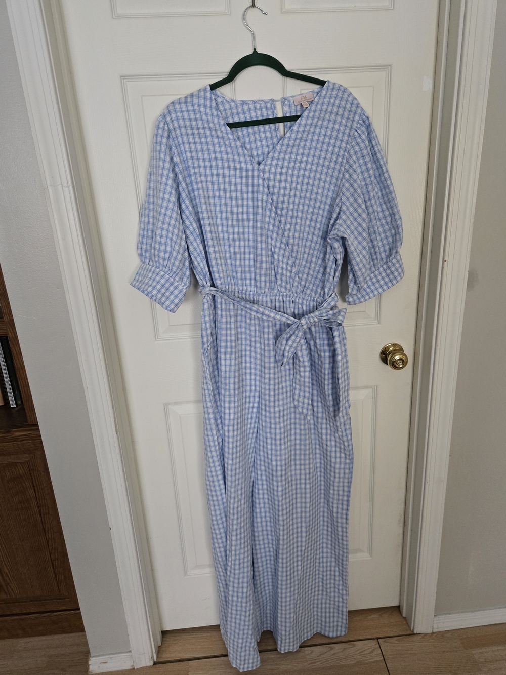DM Fashion Inverness Blue Gingham Jumpsuit 1XL